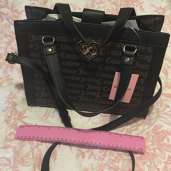 💕 [VALENTINE] NWT Juicy Couture Bling Pink Heart Embroidered Tote Bag - Picture 6 of 9